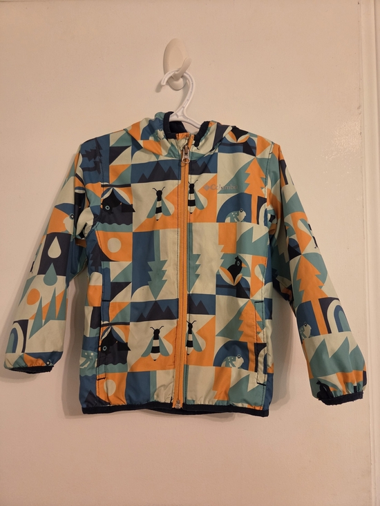 Columbia Other - Kids Geo-Print Hooded Windbreaker Jacket - Blue/Orange